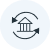icon of financial institution with revolving arrows around it