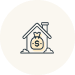 icon of house showing value with bag of money
