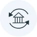 icon of financial institution with revolving arrows around it