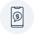 icon of smartphone with message including $ sign