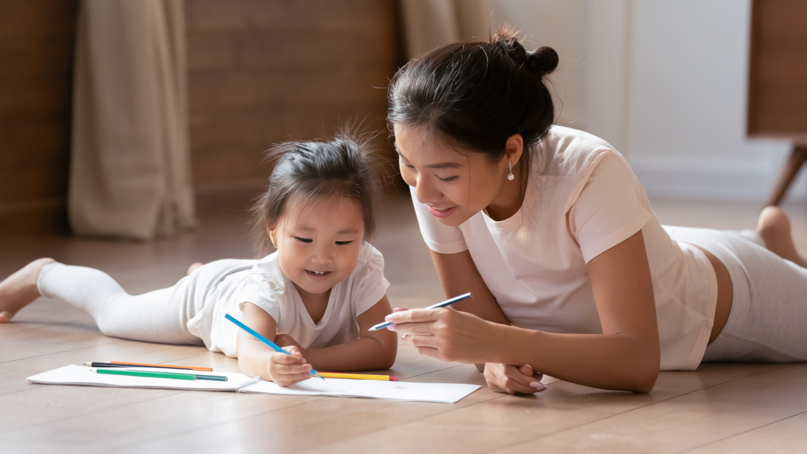 Mother and daughter coloring