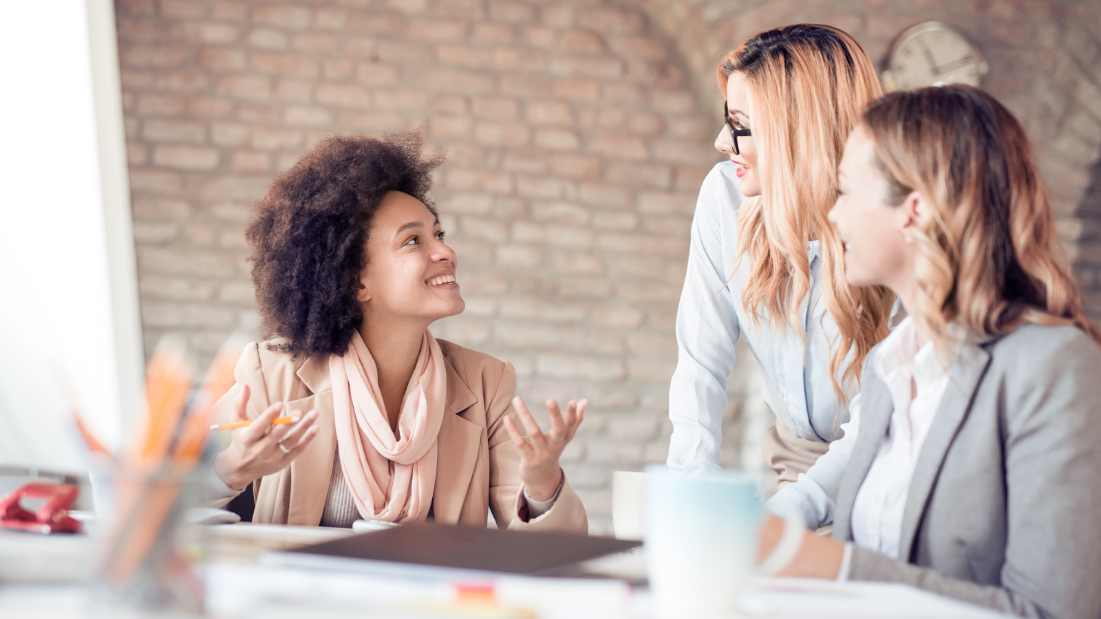 business women talking